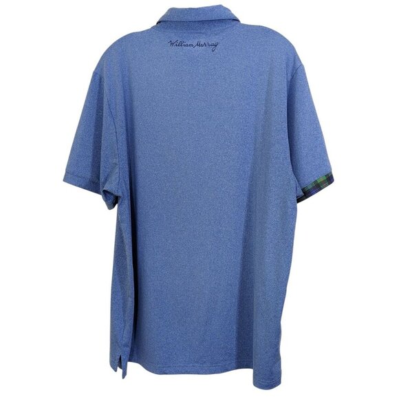 William Murray Polo Shirt Men XL Blue Golf Performance Plaid Trim Classic Preppy - Picture 7 of 11